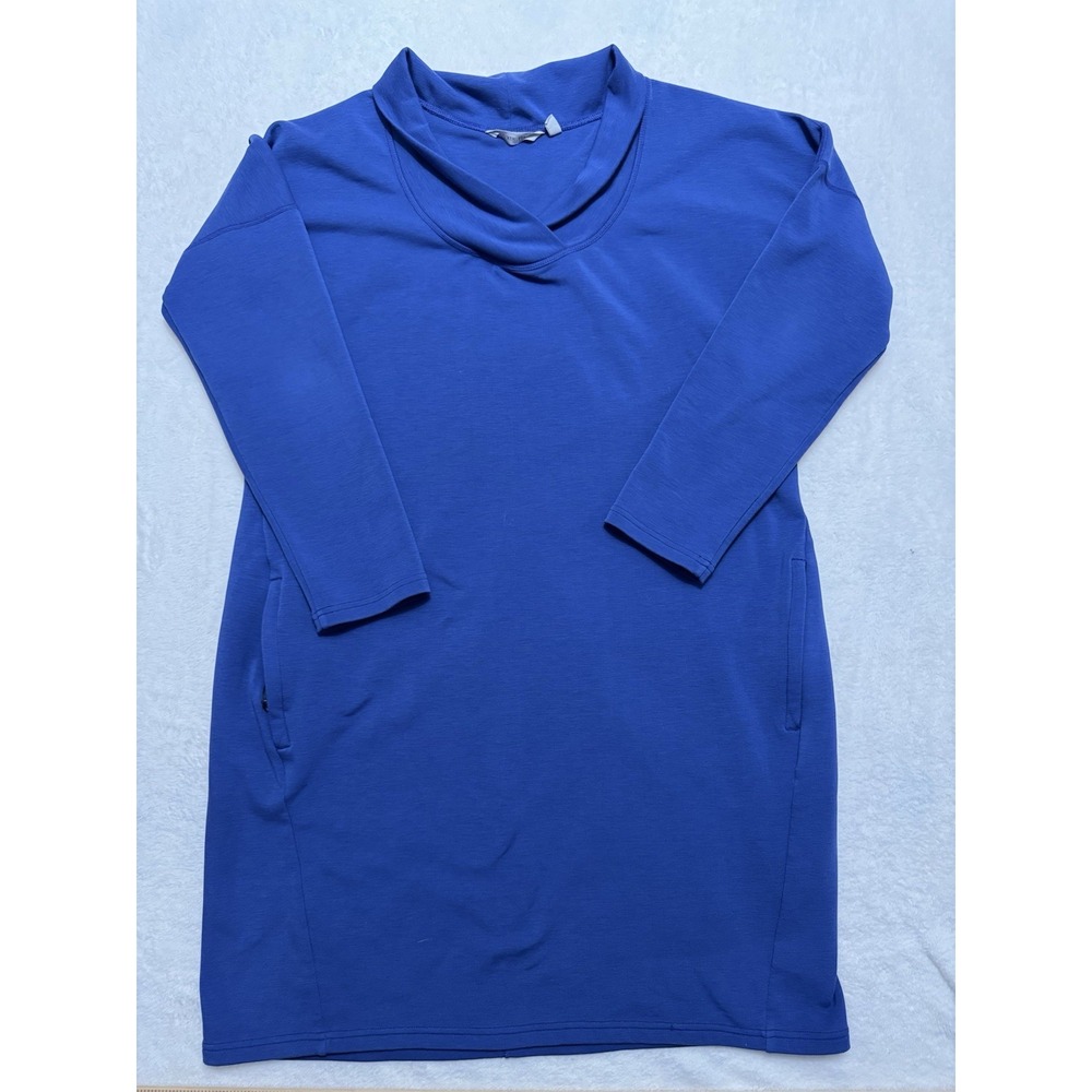 Athleta Women's Soft Tech Sweatshirt Dress Fleece Blend Royal Blue Size XL
